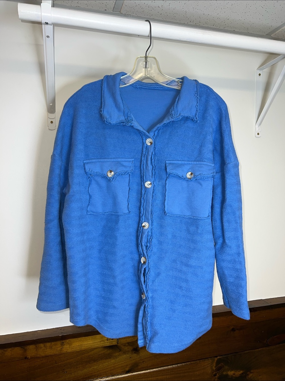 Amazon Oversized Bright Blue Button-Up Cardigan Shacket- M‎
